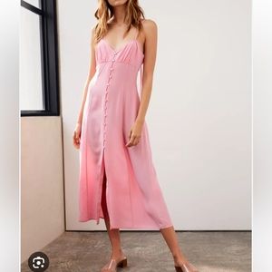 Bright pink 100% silk slip dress from Aritzia